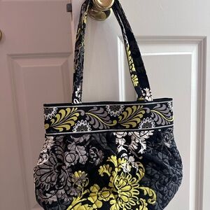 Vera Bradley Black and Yellow Floral Shoulder Bag